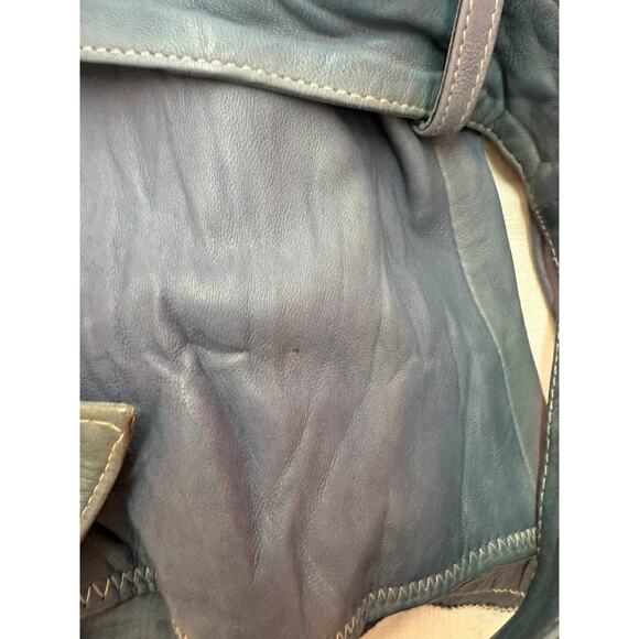 Alexander Julian American Modern Women’s Leather Jacket Belted Blue Size L - Picture 10 of 16